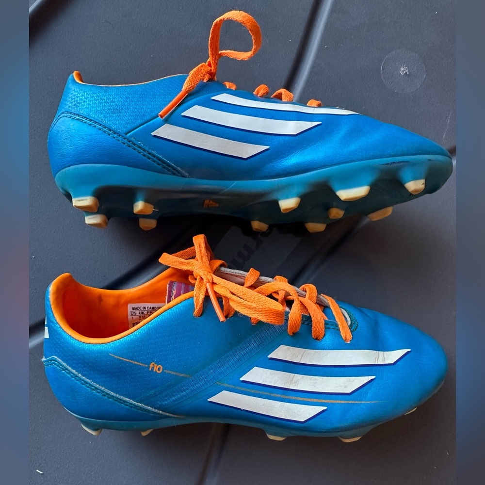 Adidas Outdoor Soccer Cleats Shoes Boys Solar Blue F10 TRX US 1 Orange Kids - Picture 7 of 9